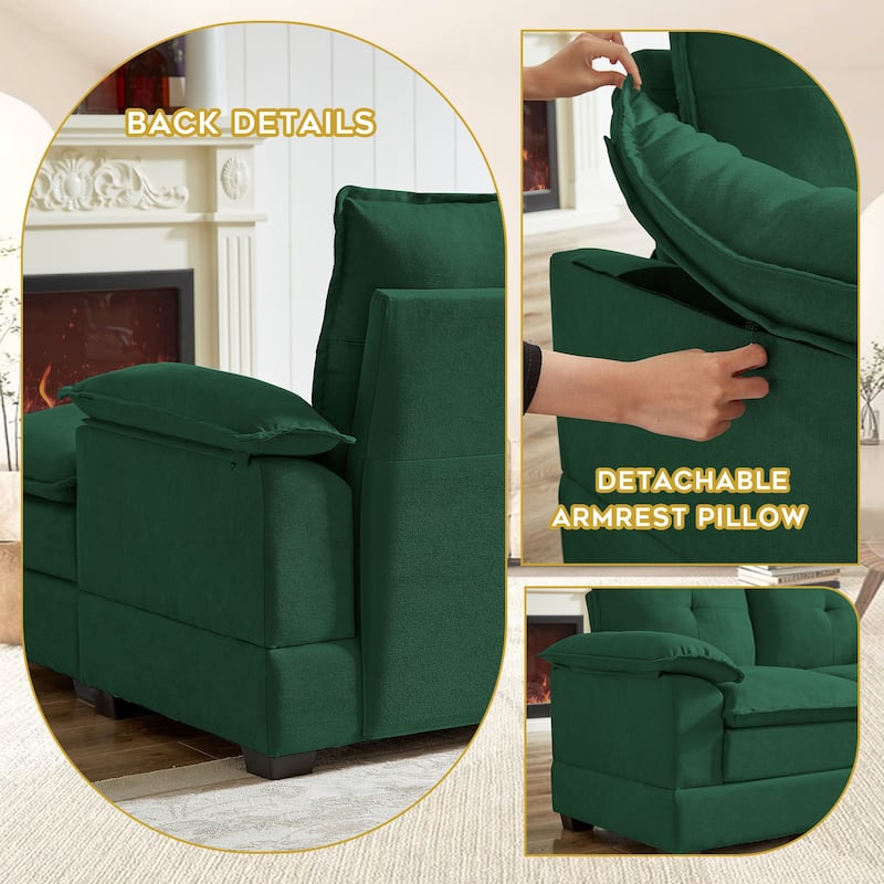 82.28" L Shaped 3 Pieces Living Room Sets