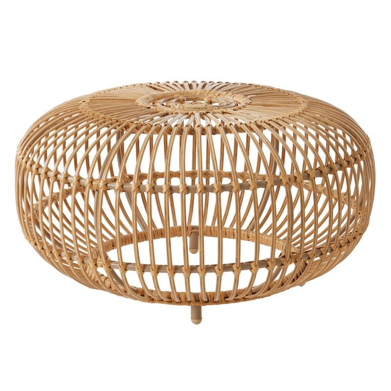 Bohemian Faux Rattan Round Coffee Table