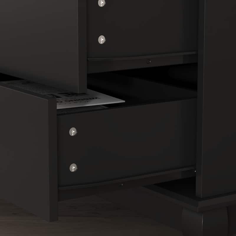 Black 8 Drawer Dresser with Solid Wood Legs, Modern Double Dresser Storage Cabinet for Bedroom, 55.1" Wide