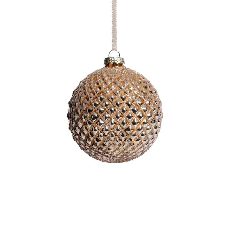 Metallic Matte Glass Ball Christmas Ornaments, Set of 6, 4" - Gold