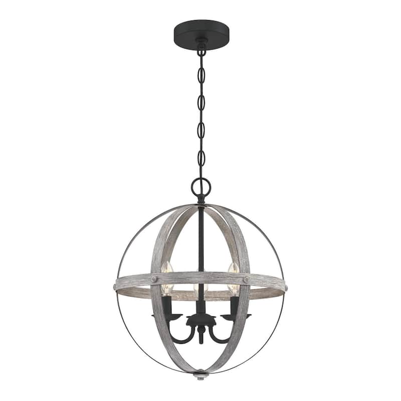 Westinghouse Lighting Stella Mira Indoor Chandelier - 3-Light - Antique Ash and Matte Black