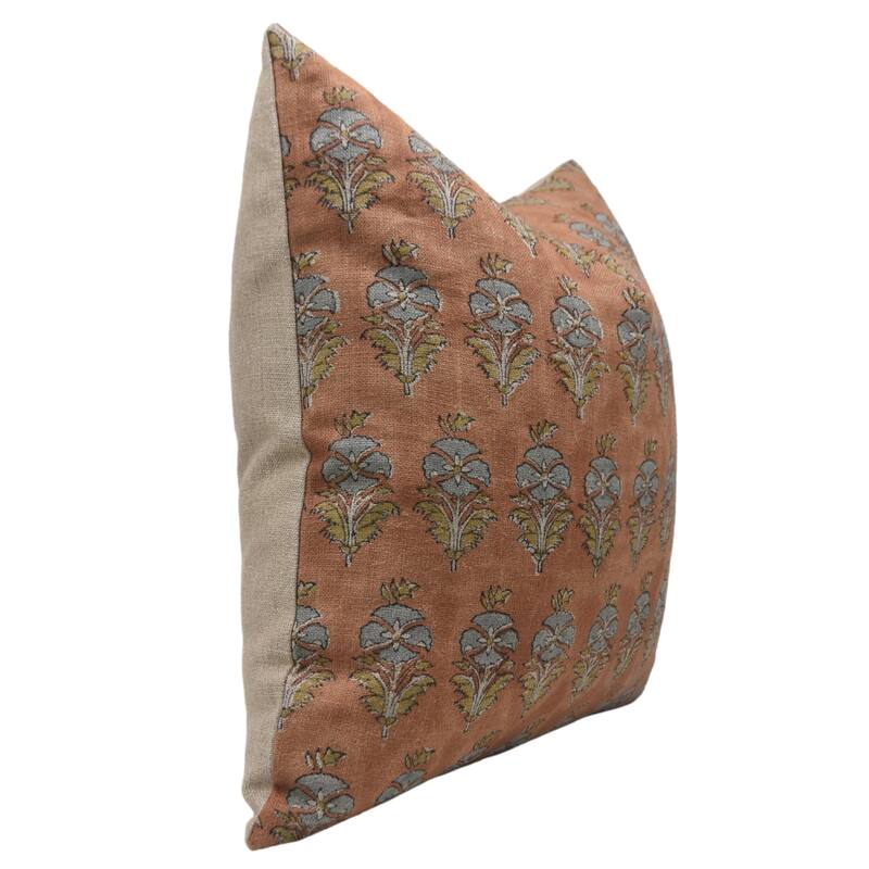 Linen Square Block print pillow Cover - Mormukut