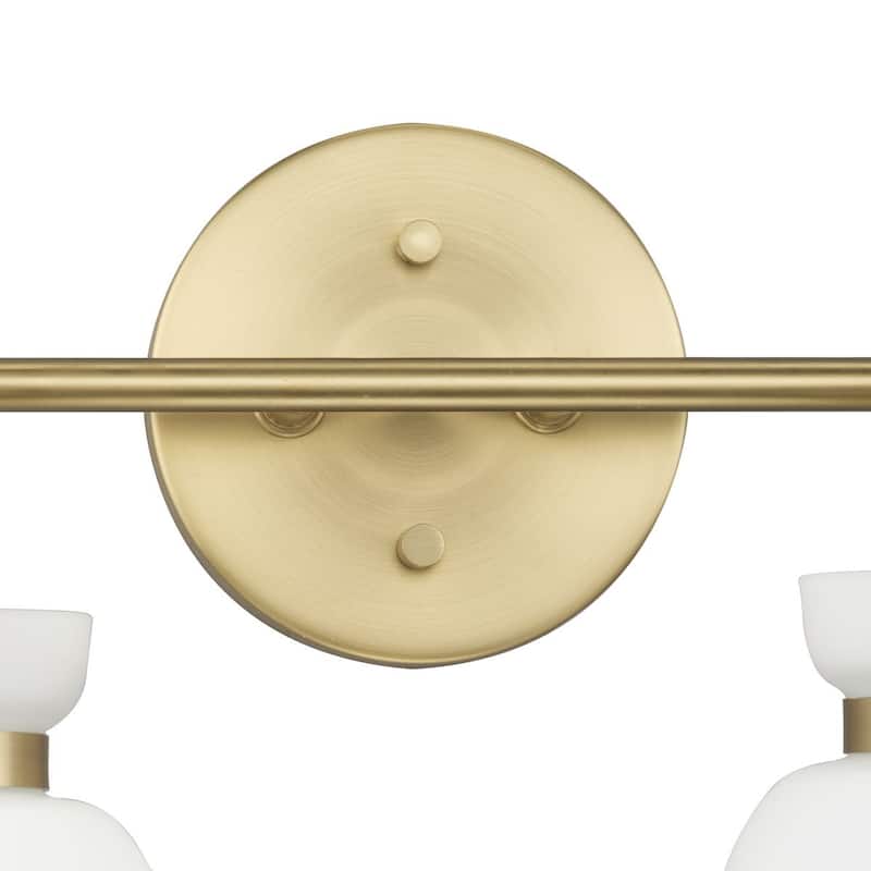 Lexie Collection Two-Light Brushed Gold Contemporary Vanity Light - 14 in x 6.62 in x 11 in