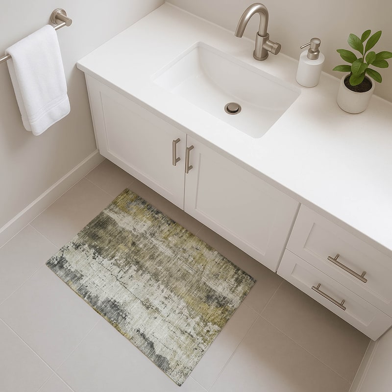 Premium Washable Super Soft Abstract Modern Mayfield Rug - Pewter - 1'8" x 2'6"