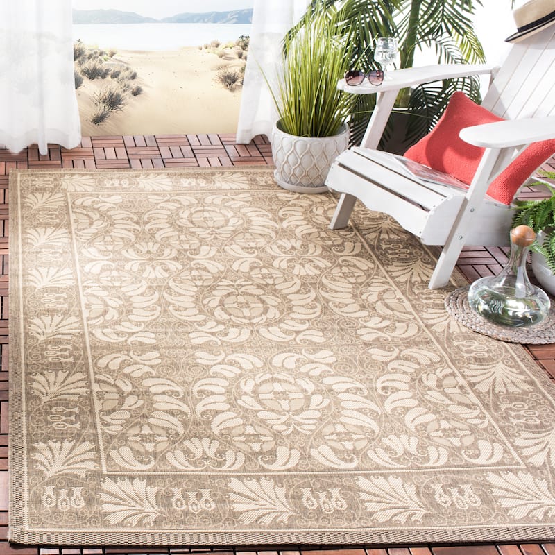 SAFAVIEH Courtyard Nada Indoor/ Outdoor Waterproof Patio Backyard Rug - 2'7" x 5' - Coffee/Sand