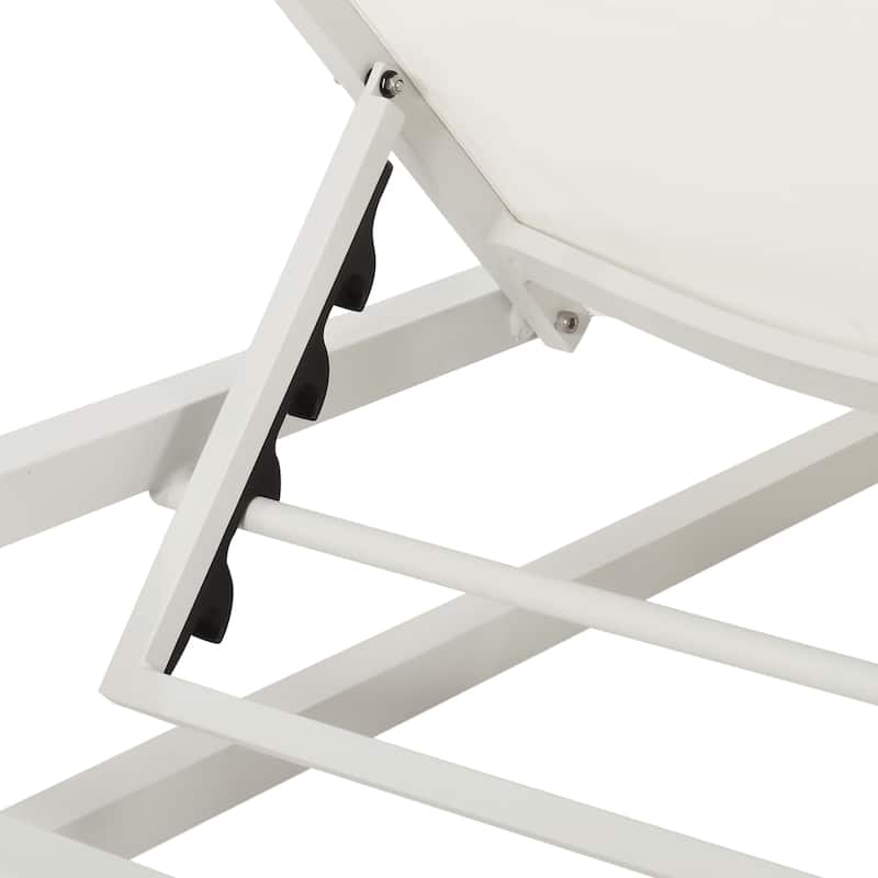 Modesta Outdoor Aluminum Chaise Lounge Set with C-Shaped End Table by Christopher Knight Home