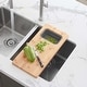 preview thumbnail 1 of 8, AZUNI 18 inches Over the Sink Bamboo Cutting Board with 1 Collapsible Container - 18" x 8.5"