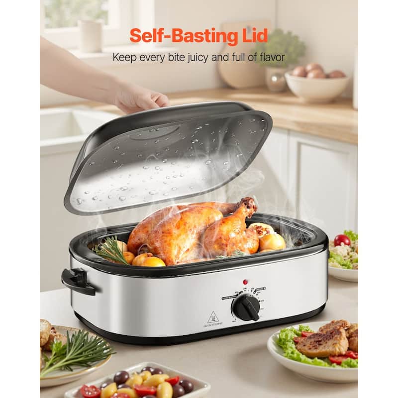 Black-Silver 18QT Electric Roaster Oven with Self-Basting Lid - 23.31 x 15.67 x 11.22 inch