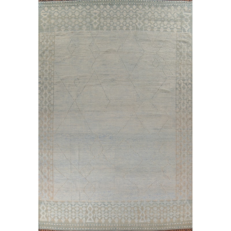 Moroccan Oriental Large Area Rug Handmade Wool Carpet - 12'2" x 16'1"