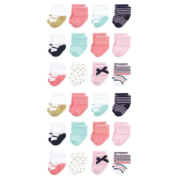 slide 1 of 1, Little Treasure Baby Cotton Rich Terry Socks 24-Pack, Coral Sparkle 0-6 Months - Coral Sparkle