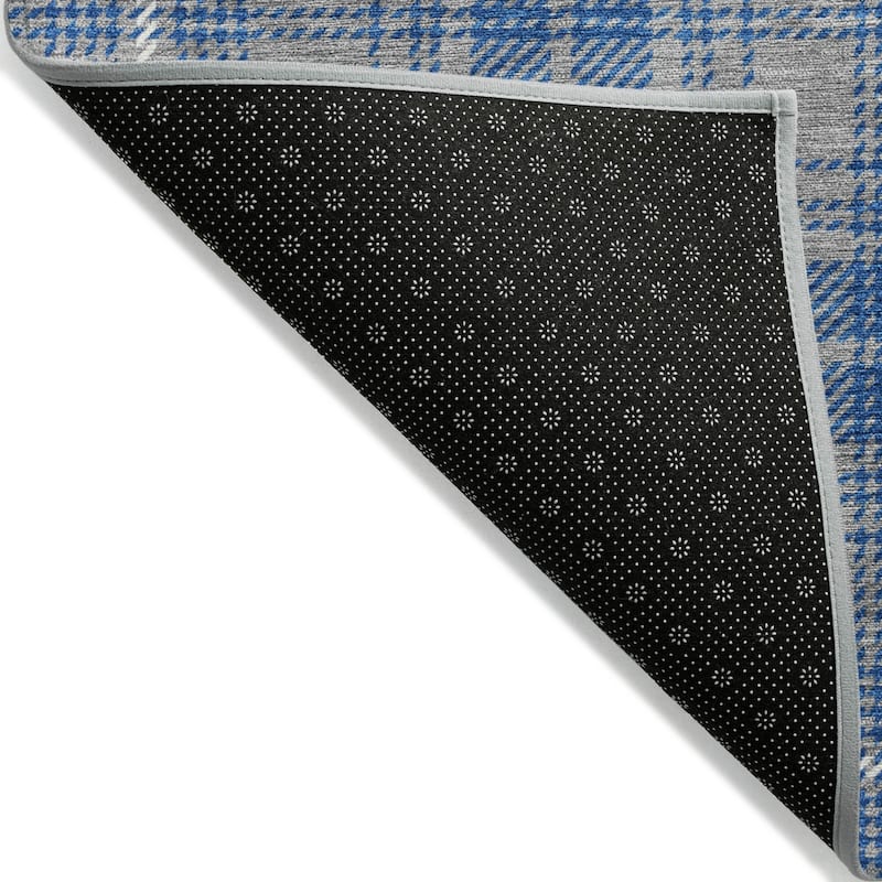 Machine Washable Indoor/ Outdoor Plaid Chantille Rug