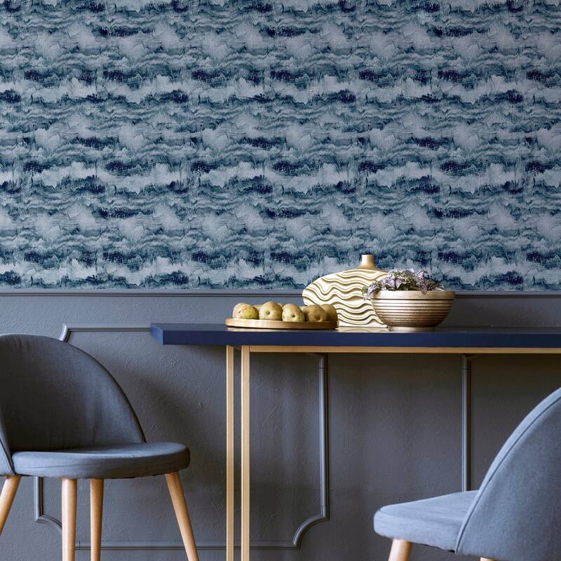 Arthouse Irene Navy Painted Canvas Wallpaper