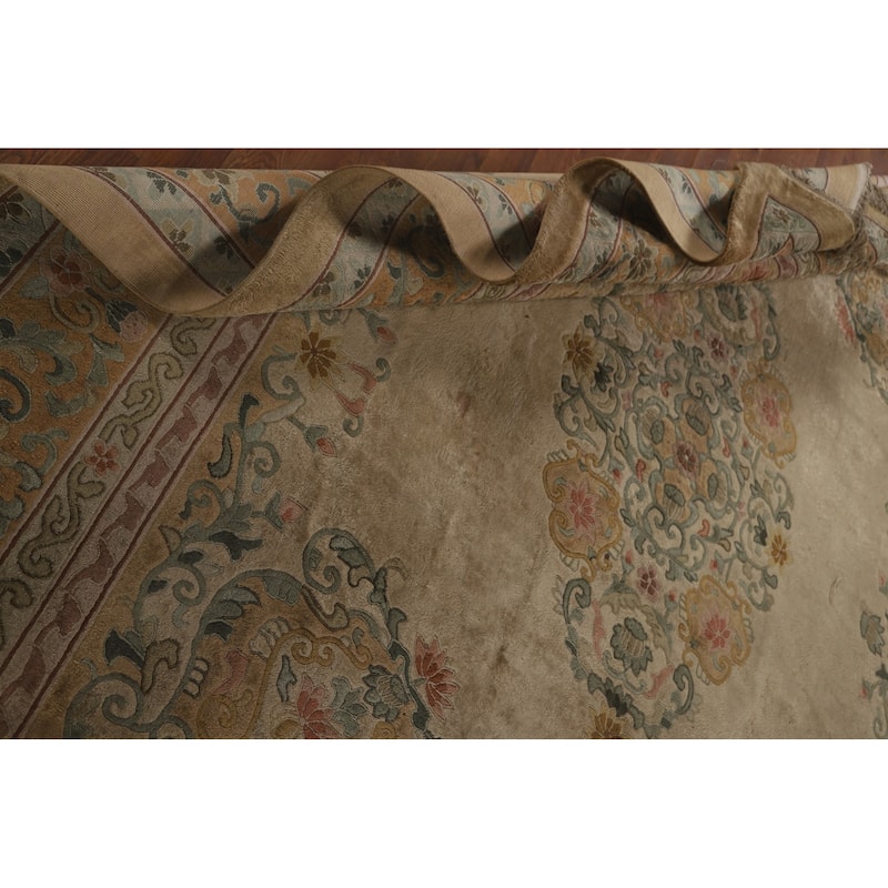 Handmade Art Deco Chinese Antique Area Rug Oriental Silk Carpet - 7'11" x 10'1"