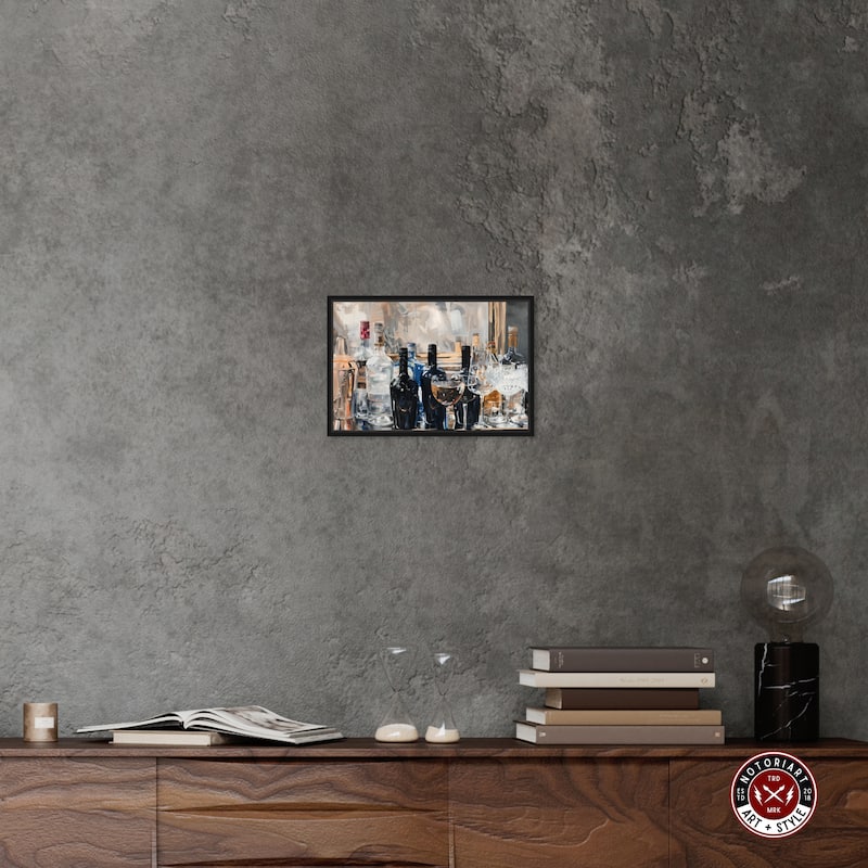 Notoriart Countertop Drinks Framed Bar Cart Art For Men