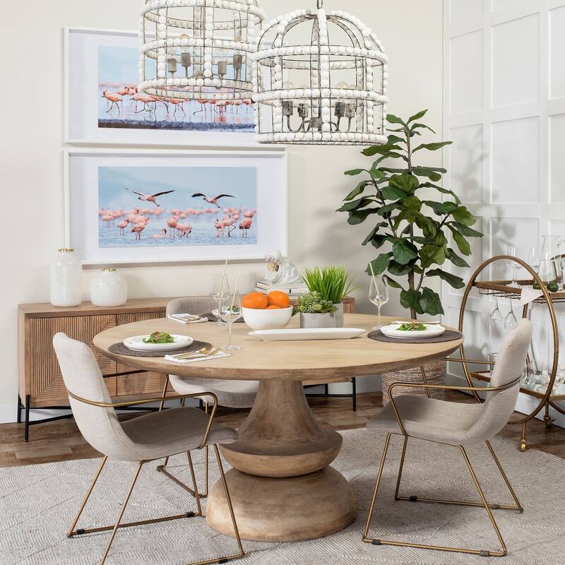 Crossman Grey Solid Wood Round Dining Table - Blonde