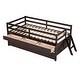 preview thumbnail 8 of 6, Espresso Solid Pine Wood Low Loft Bed Twin Size with Safety Fence