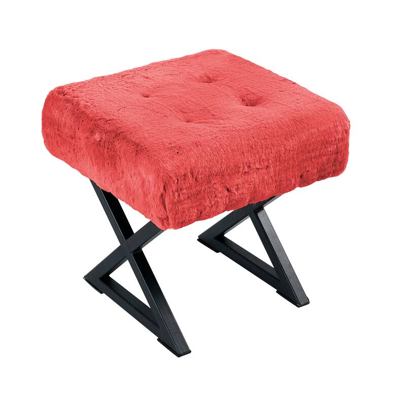 FauxFur Ottoman Vanity Stool 19"X19"X19".