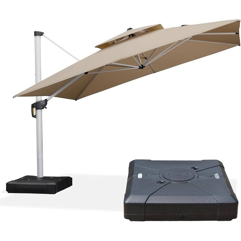 PURPLE LEAF 12 ft Double Top Deluxe Square Patio Cantilever Umbrella