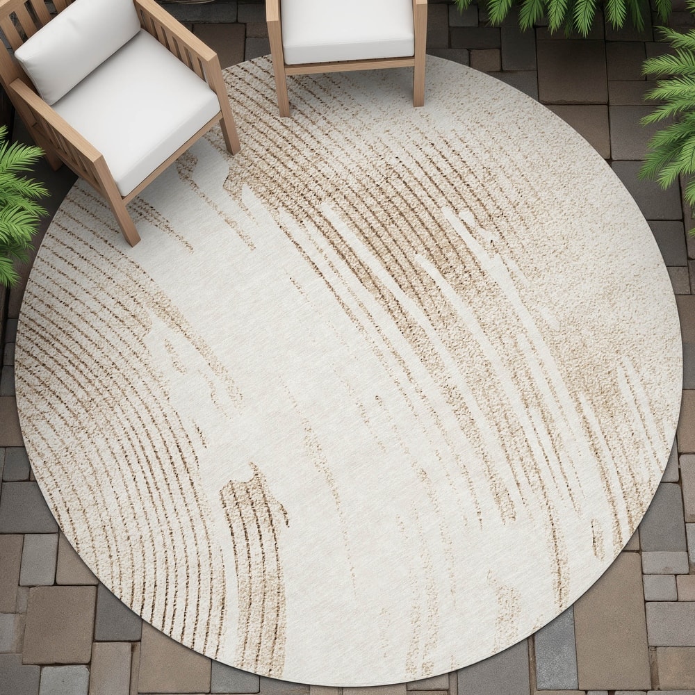 Machine Washable Indoor/Outdoor Contemporary Wave Chantille Rug
