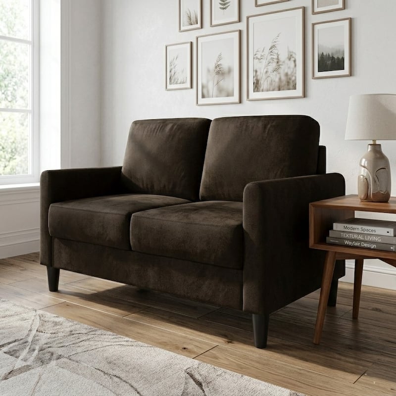 Clayfell Goliad Velvet Arm Loveseat with Pocket Spring, Soft Cushions, Clean Lines Design