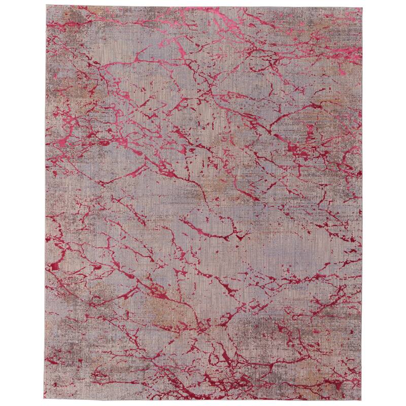 Breigh R39NE Abstract Modern Area Rug - 6'7" x 9'6" - Pink/Gray/Taupe