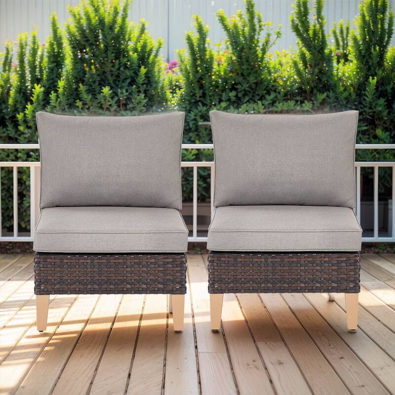 Gymojoy Outdoor Sectional Sofa with Cushion - Brown - Grey