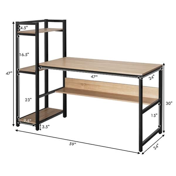 Costway Multi-Functional Computer Desk with 4-tier Storage shelves ...