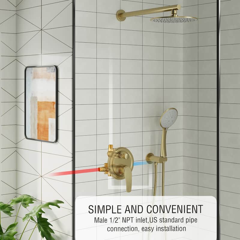 5-Spray Patterns with 9/10/12-in Wall Mount Dual Shower Heads