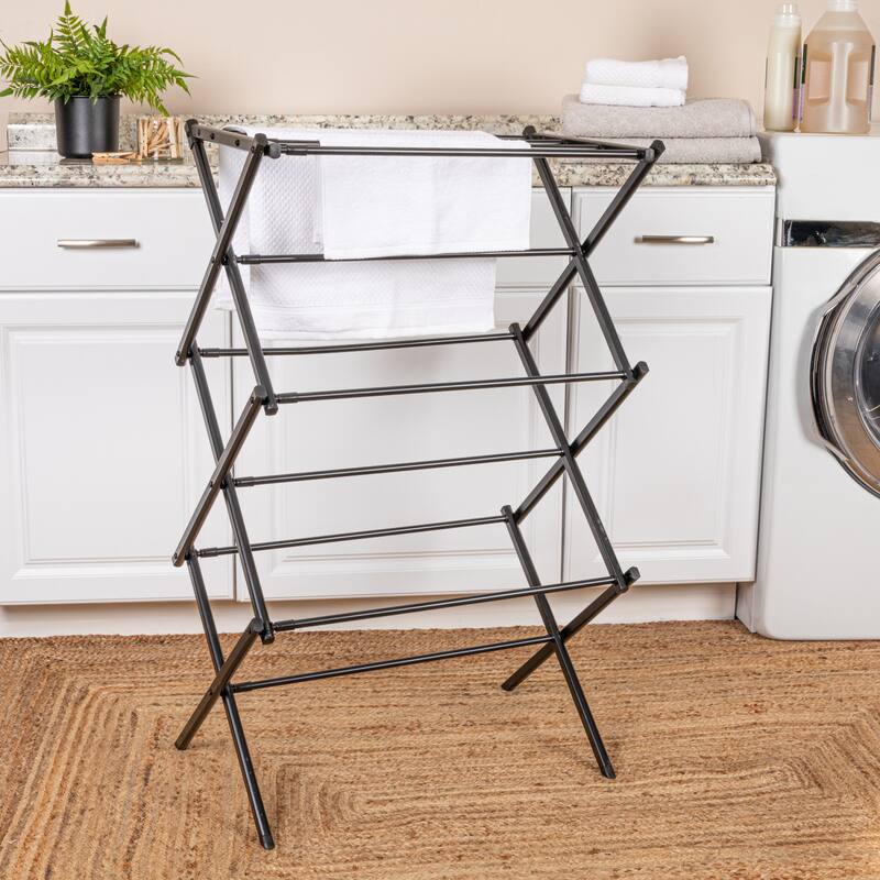 Household Essentials Expandable Standing Indoor Drying Rack - 42.5"L x 15.0"W x 39.4"H - 42.5"L x 15.0"W x 39.4"H - Black