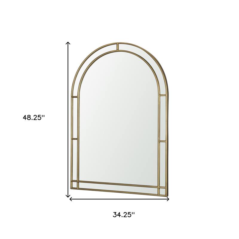 HomeRoots 48" Gold Metal Double Arch Framed Accent Mirror - 34.25 in. x 48.25 in. x 1.50 in.