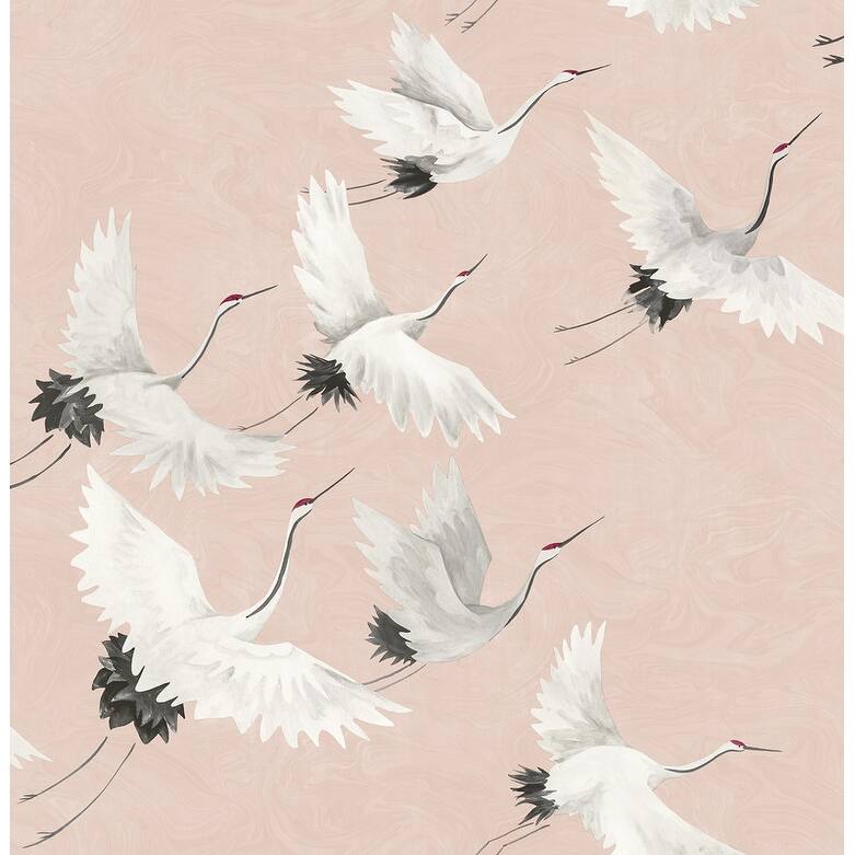 Brewster Windsong Pink Bird Wallpaper - 20.5in x 396in x 0.025in