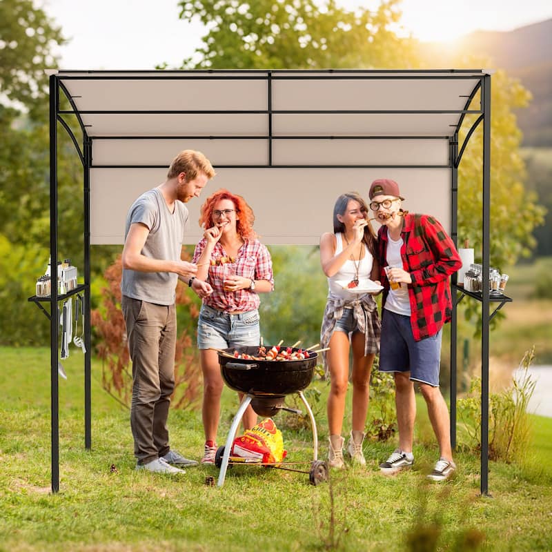 Gymax 7.8 x 4.4 FT Grill Gazebo Outdoor Patio BBQ Canopy w/ Metal