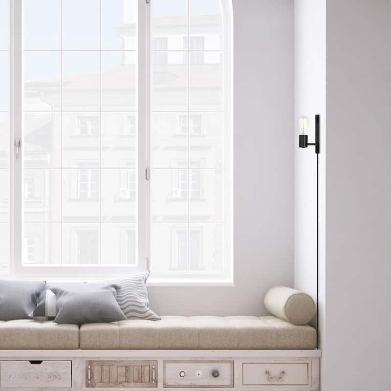 1-light wall sconce light matte black bedroom light metal mounting light