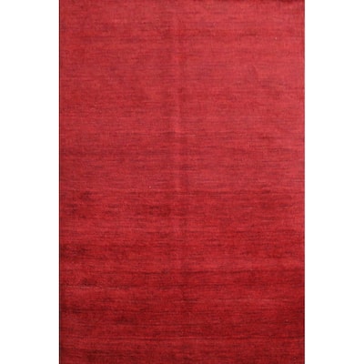 Solid Modern Gabbeh Indian Area Rug Hand-Tufted Wool Carpet - 5'3" x 7'7"