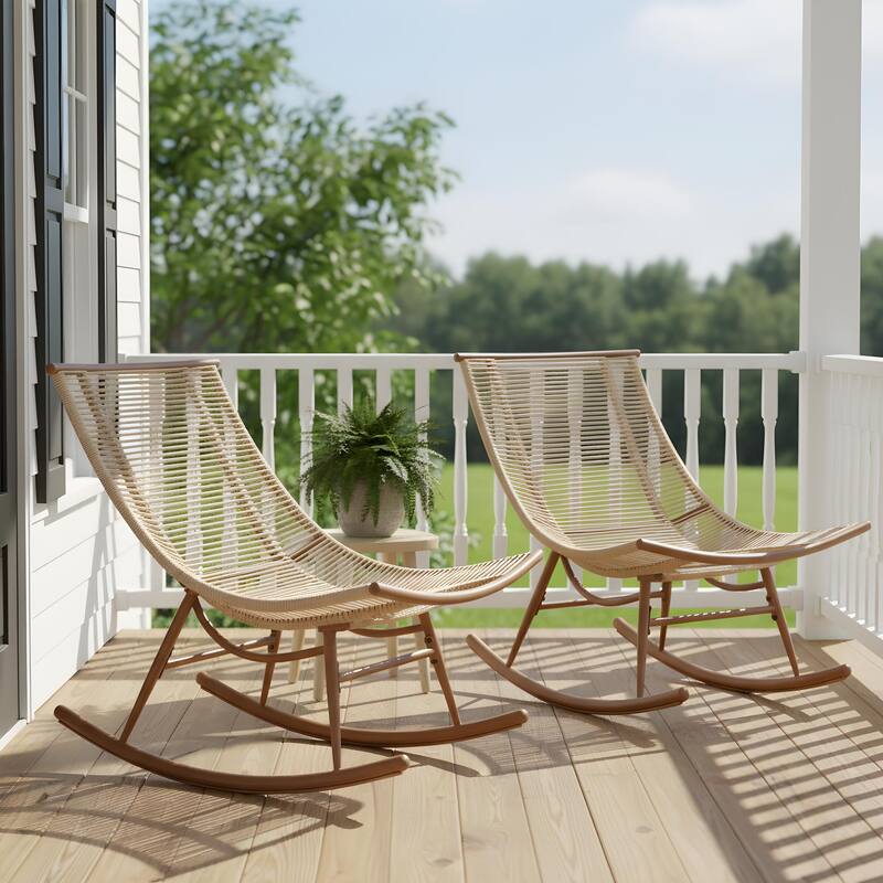 Christopher Knight Home - Modern Outdoor Rocking Chair with Metal Frame and PE Rattan