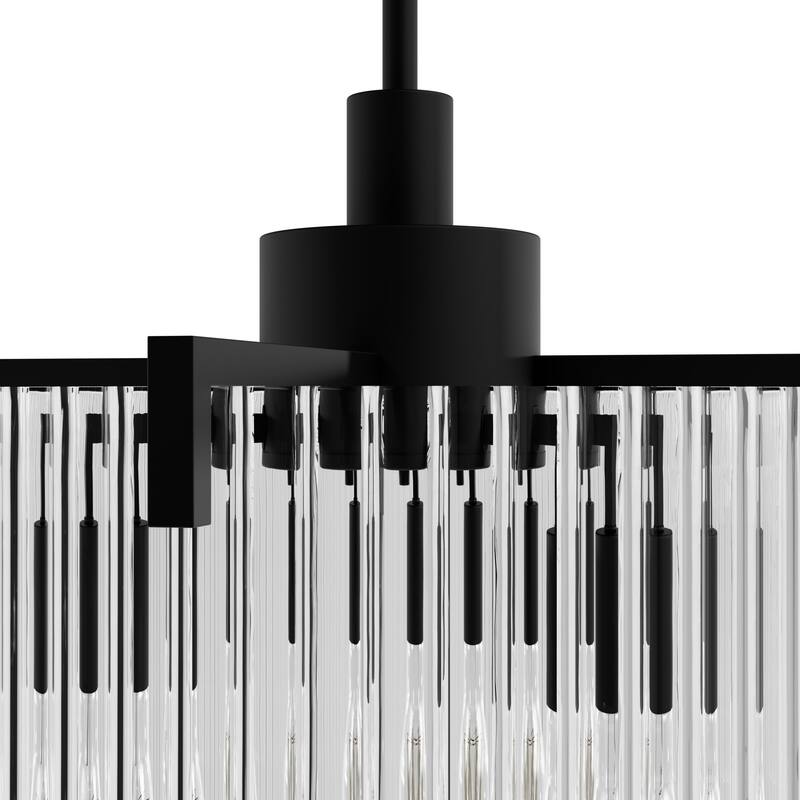 Hunter + Jasmine Roth Ontario Ribbed Glass Pendant Chandelier - Foyer, Dining Room, Kitchen Table or Island - Transitional, Glam