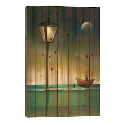 Barquinho em Repouso (Toy Boat At Rest) Print On Wood by Marcel Caram - Multi-Color