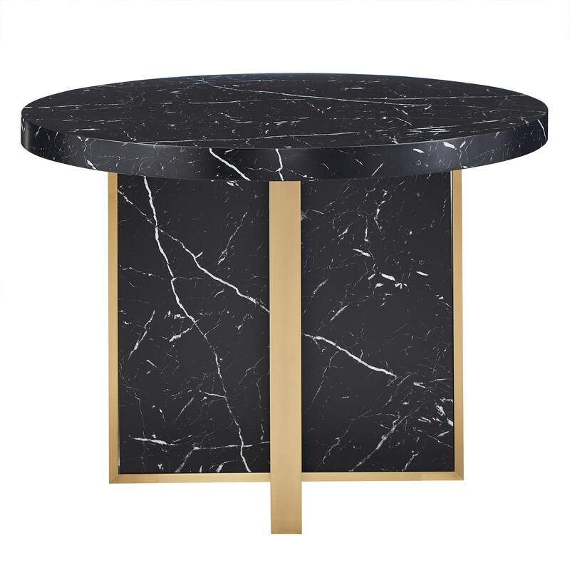 Saki 43" Wide Faux Marble Round Dining Table Set by iNSPIRE Q Modern