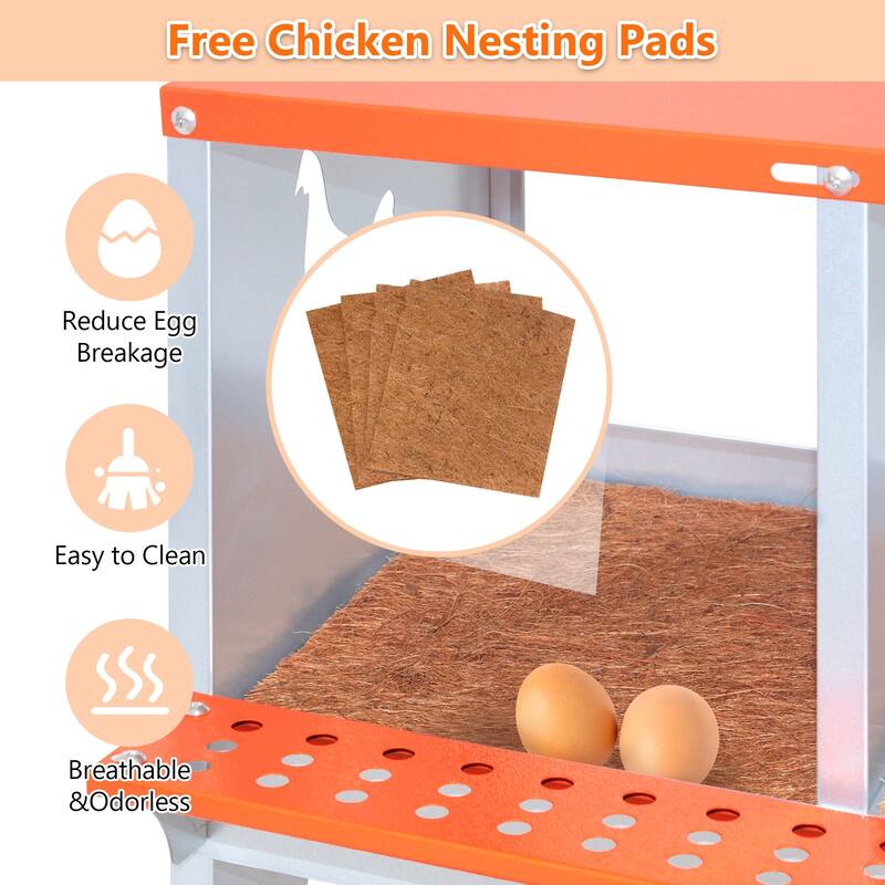 4-Bay Metal Nest Box Wall Mount for Hens Ducks