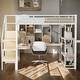 preview thumbnail 1 of 12, Full Size Metal Loft Bed with Wooden Wardrobe, Built-in Desk and Storage Staircase White - Full
