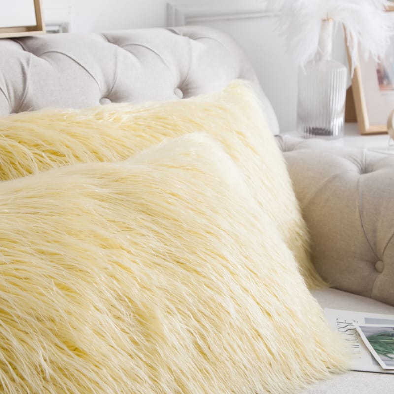 Karenne FauxFur Throw Pillow Covers (Set of 2), NO INSERT
