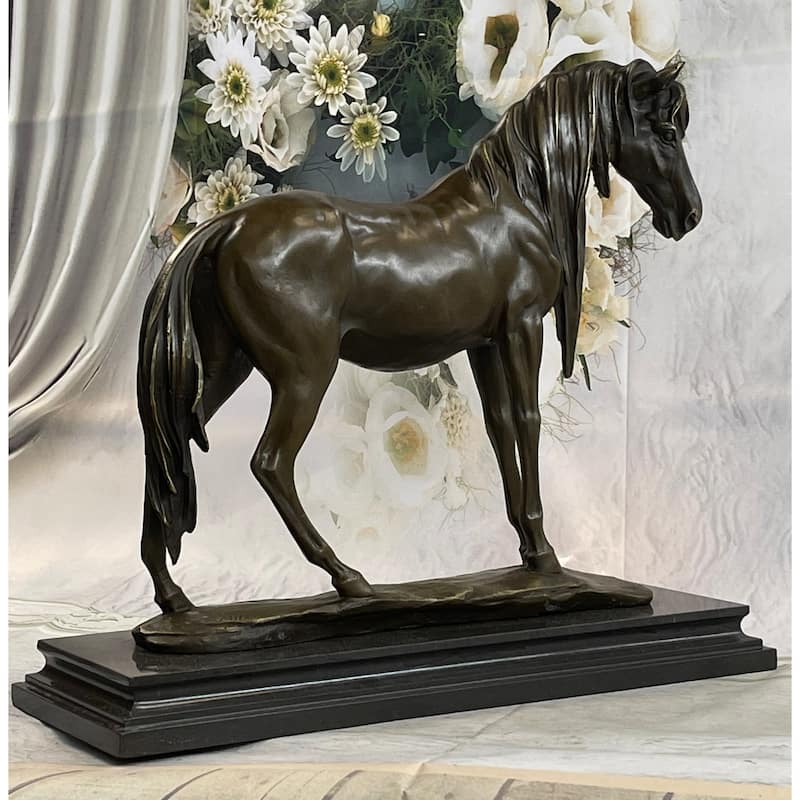 Original Signed Extra Large Arabian Horse Race Racing Bronze Sculpture Statue
