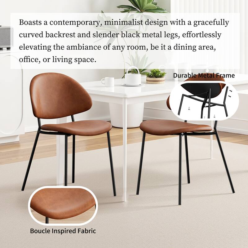 Modern Ergonomic Dining Chair with Slim Metal Legs, Set of 4