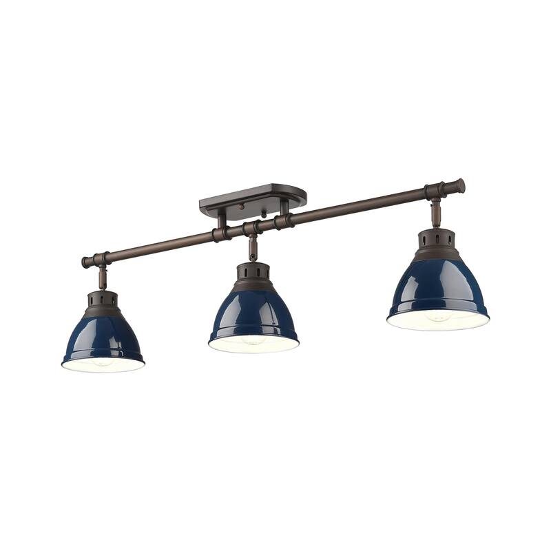 Yep by Golden Lighting Duncan 3-light Semi-Flush Mount in Rubbed Bronze and Navy Blue shade - Rubbed Bronze - 3-Light Semi-flush