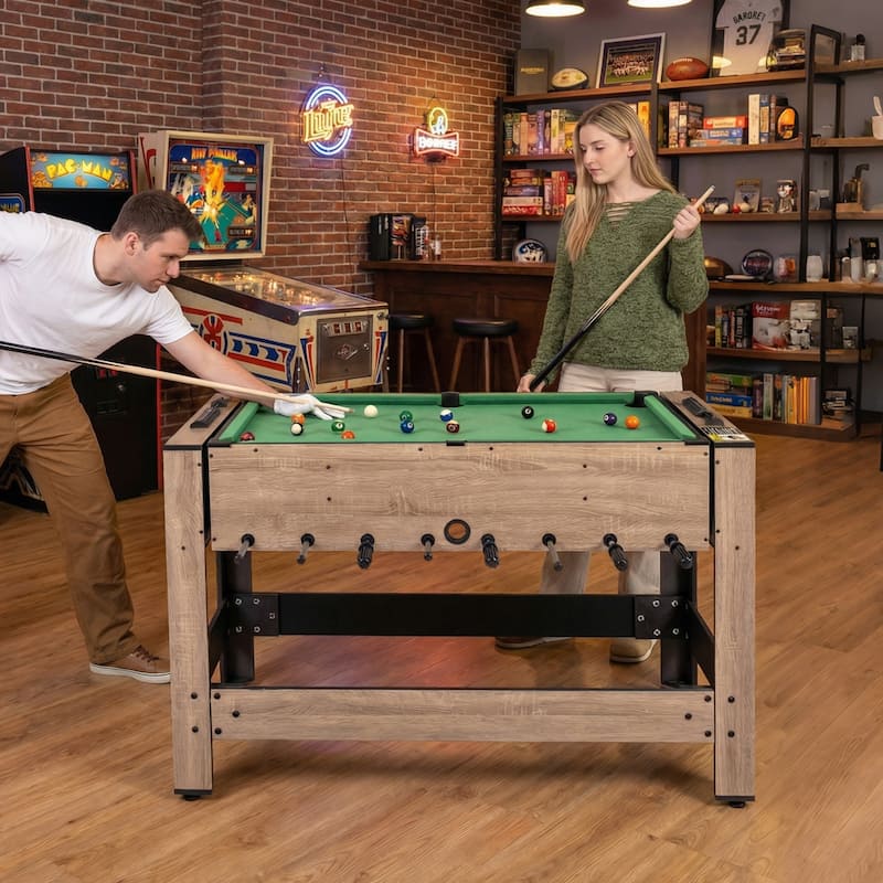 Gymax 2-in-1 Swivel Game Table 49'' Foosball Pool Billiards