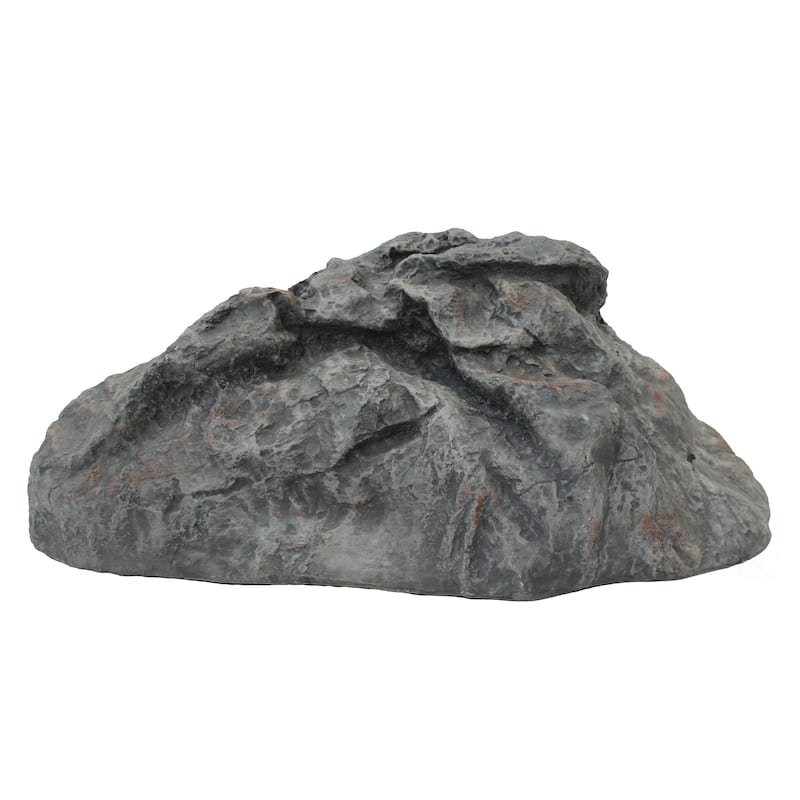 Decorative Outdoor Weather-Resistant Artistic Artificial Faux Stone Rock, Garden Patio Granite Grey Fiberglass Stone