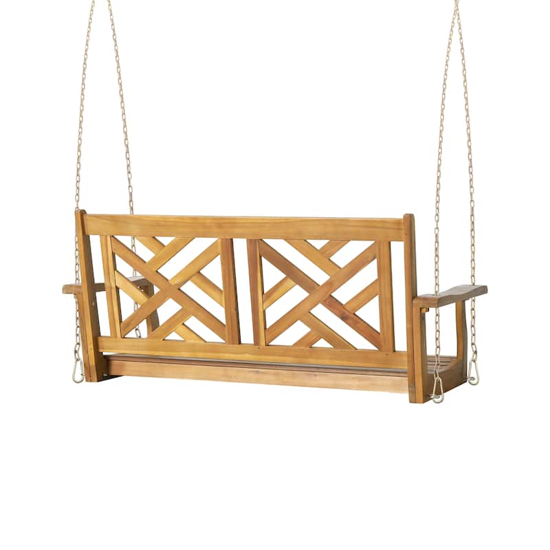 Acacia Wood Porch Swing with 8' Chains and 800lb Capacity