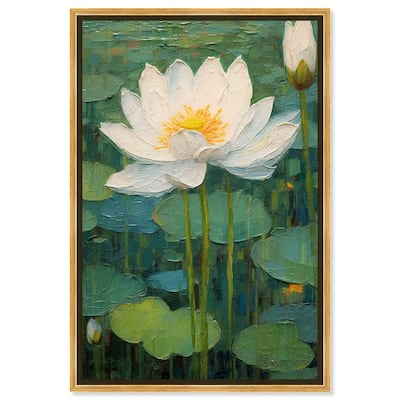 Art Remedy This Is My Waterlily Framed Impressionism 1 Piece Canvas Wall Art /Monet And Van Gogh Inspired Art