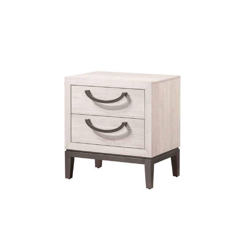 1pc Unique Design Contemporary Sleek Nightstand 2- Drawers Storage Bedroom Wooden Furniture Solid Wood