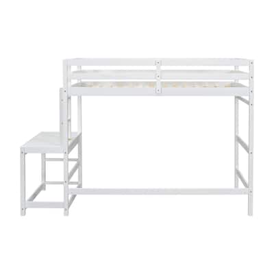 Twin High Loft Bed with Ladder landing Platform, Ladders, Guardrails